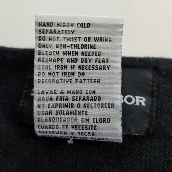 Sag Harbor Womens Sweater S Vintage Knit Black Embroidered Flowers Twofer Sequin - Picture 7 of 15